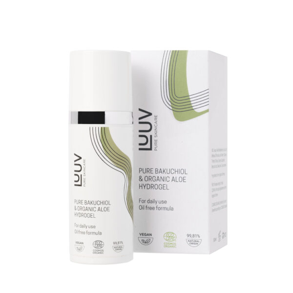 <p><h4>LUUV </h4><br><h3><strong>Hidrogel s čistim Bakuchiolom i organskom Aloe Verom COSMOS, 50 ml </strong></h3> </p>